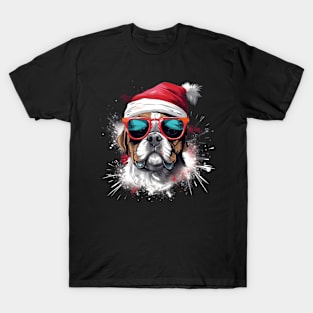 Magical Christmas French Bulldog in the snow: cute four-legged friend with festive hat T-Shirt